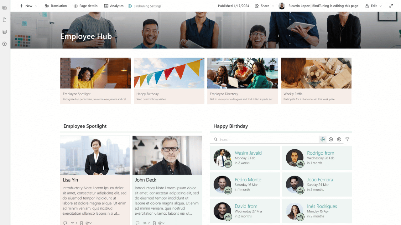 Employee Communications Hub template