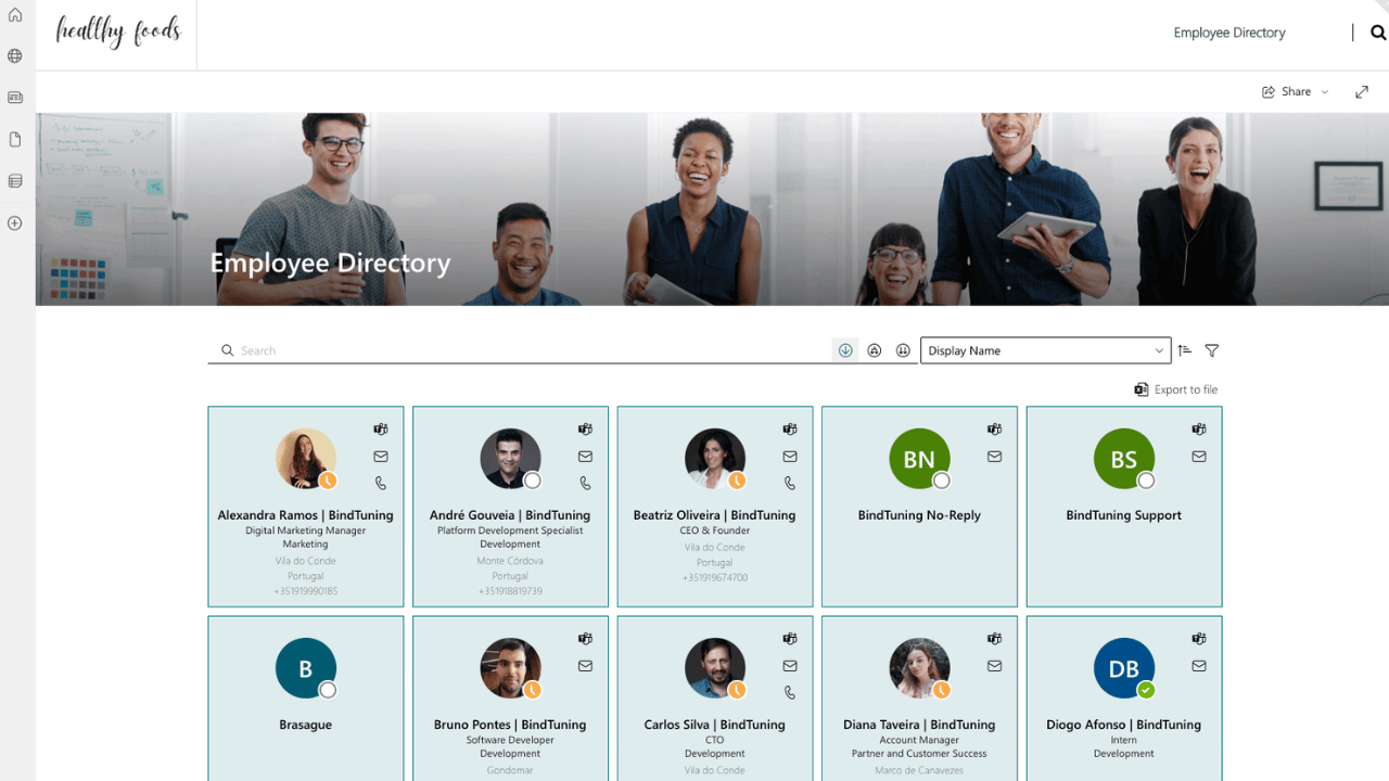 Employee Directory template